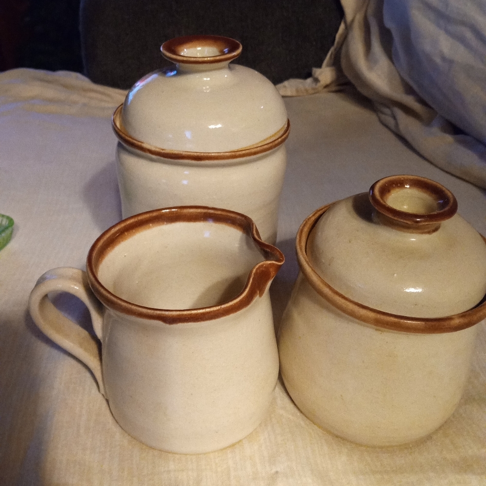 hand crafted ceramic jar set sugar creamer - Picture 1 of 4